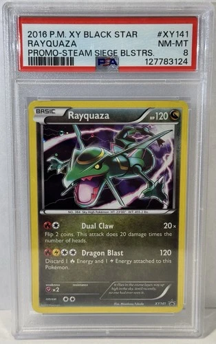2016 POKEMON XY BLACK STAR PROMO STEAM SIEGE BLISTERS #XY141 RAYQUAZA PSA 8 NMMT