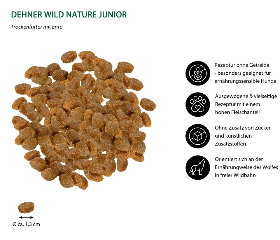 Hundefutter Trockenfutter Hochmoor Junior getreidefrei Ente 4 kg, Dehner - Bild 3 von 4