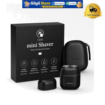 Elegant Matte Black Mini Shaver with Dual Rotary Heads - Perfect for Stubble