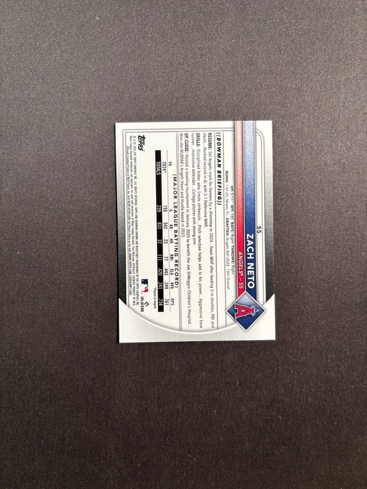 2025 Bowman Chrome Zach Neto Orange Refractor 17/25 BJTT - Image 2 of 3