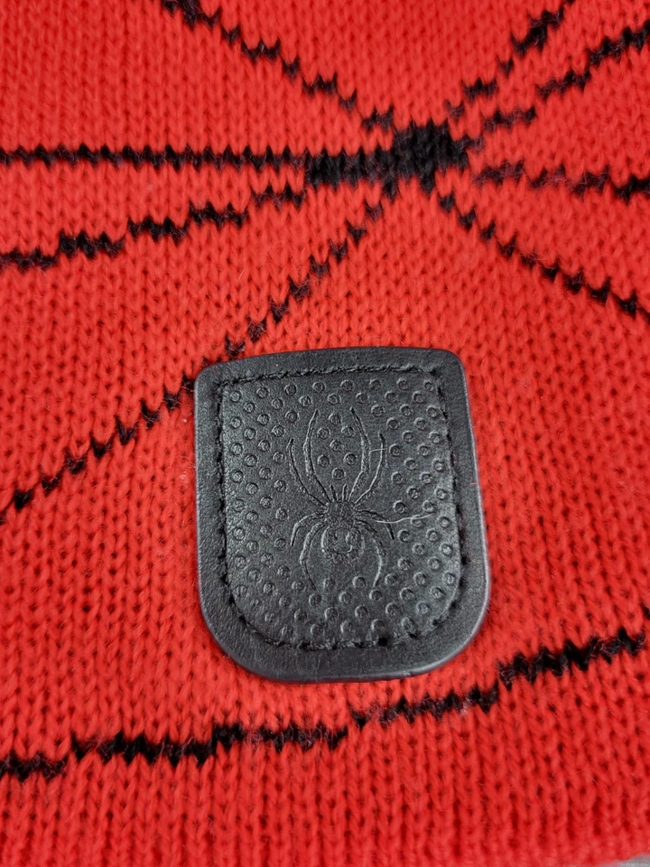 Chapéu Spyder masculino vermelho shelby gorro de esqui forrado de lã borla pom OSFM  - Imagem 2 de 4