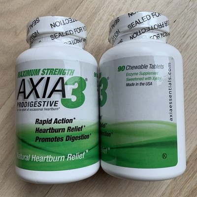 2x Axia3 Prodigestive Max Strength - Heartburn Relief - 90 tab Each - (04/2026)