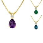 18K Gold Plated Brass Pear Cut Gemstone Pendant Jewelry Everyday Wear TGN1011