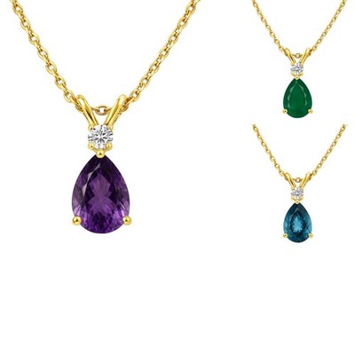 18K Gold Plated Brass Pear Cut Gemstone Pendant Jewelry Everyday Wear TGN1011