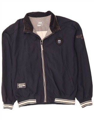 HELLY HANSEN Mens Graphic Bomber Jacket UK 42 XL Navy Blue Nylon DG19