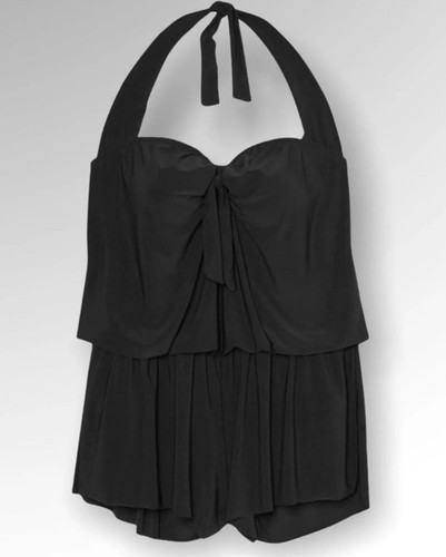 Aqua grün Damen XL schwarz Einteiler Badeanzug Strampler $ 42 neu ohne Etikett - Bild 1 von 5