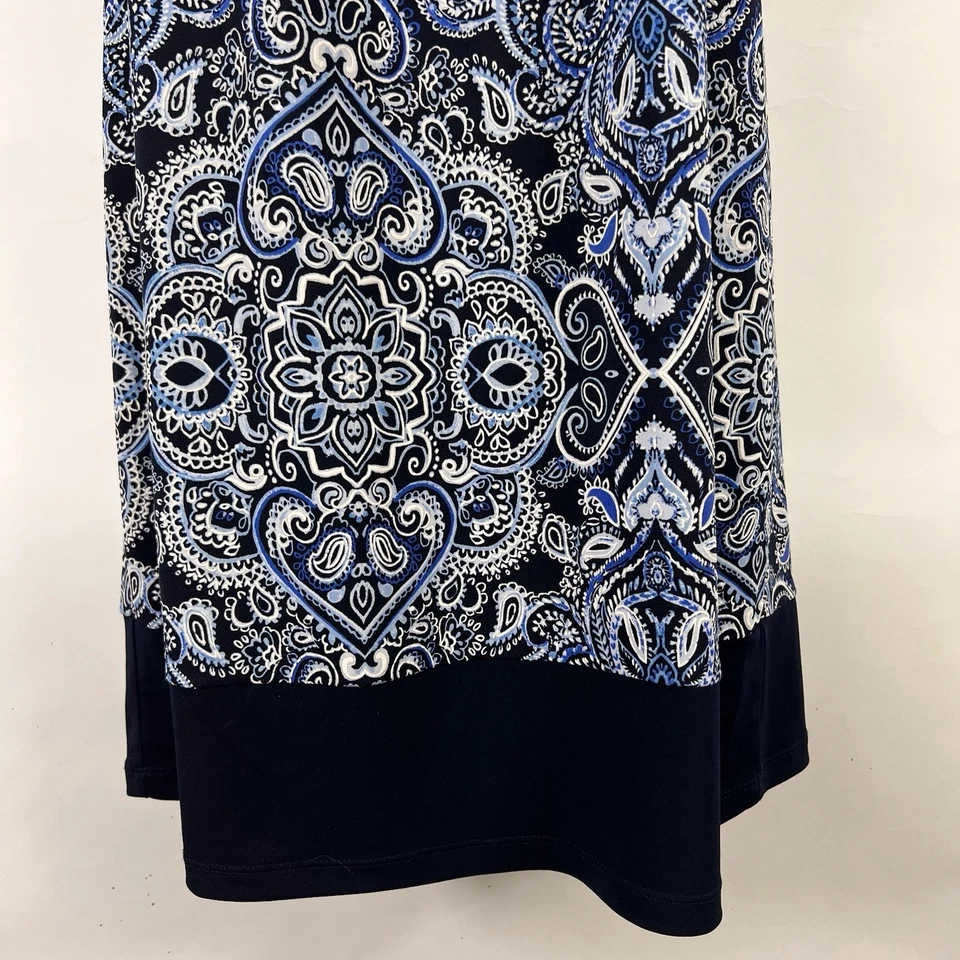 Vestido En Focus Studio Para Mujer Talla 8 Sobre la Rodilla Sin Mangas Cambio Azul Paisley Foto 3 de 4