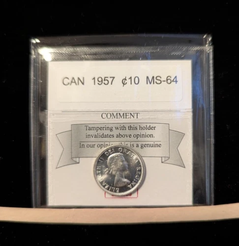 1957  Coin Mart Graded Canadian,  ¢10  Cent, **MS-64**