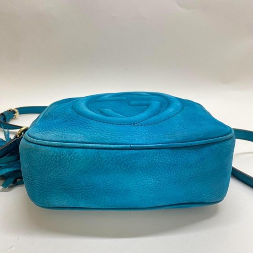 Borsa a tracolla Gucci Soho nappa scamosciata nabuk blu autentica - Foto 10 di 24