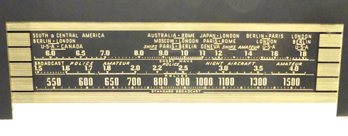 Vintage PHILCO 40-195 KONSOLE: GLASS STATION GRAPHIC & Rails 10 & 1/8" x. 3" - Bild 1 von 2