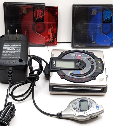 Sharp MD-MS702 Portable Minidisc Player Recorder W/remote - for parts or repair - Picture 2 of 11