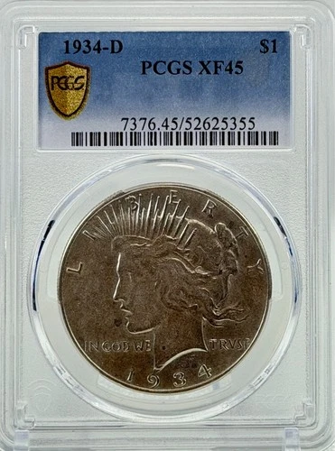 1934-D Peace Silver Dollar PCGS XF45