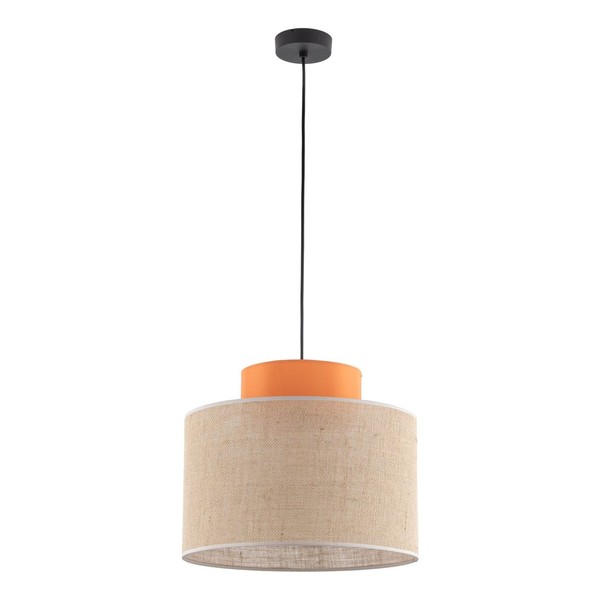 HäNgelampe HäNgeleuchte Rund E27 Ø 38 Cm H: Max. 170 Cm Jute Stoff Schlafzimmer-image