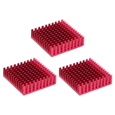 3 Stück Kühlkörper 40x40x11mm Alu mit blauem Thermoaufkleber rot - Bild 1 von 4