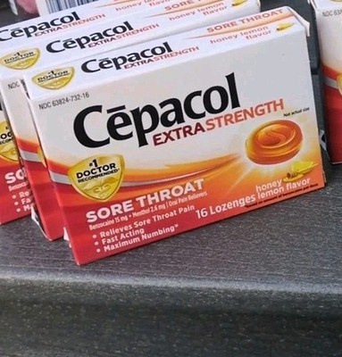 Cepacol Extra Strength Sore Throat Lozenges Honey Lemon Menthol 16 Ct 