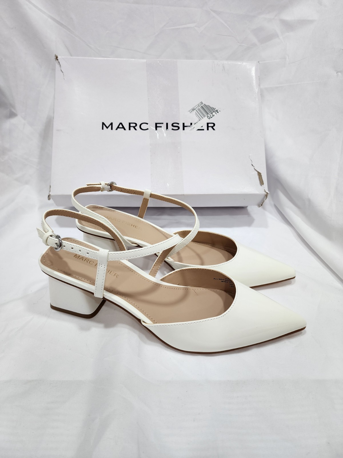 Marc Fisher Loya White Ivory Patent Leather Pumps Womens Size 9 M