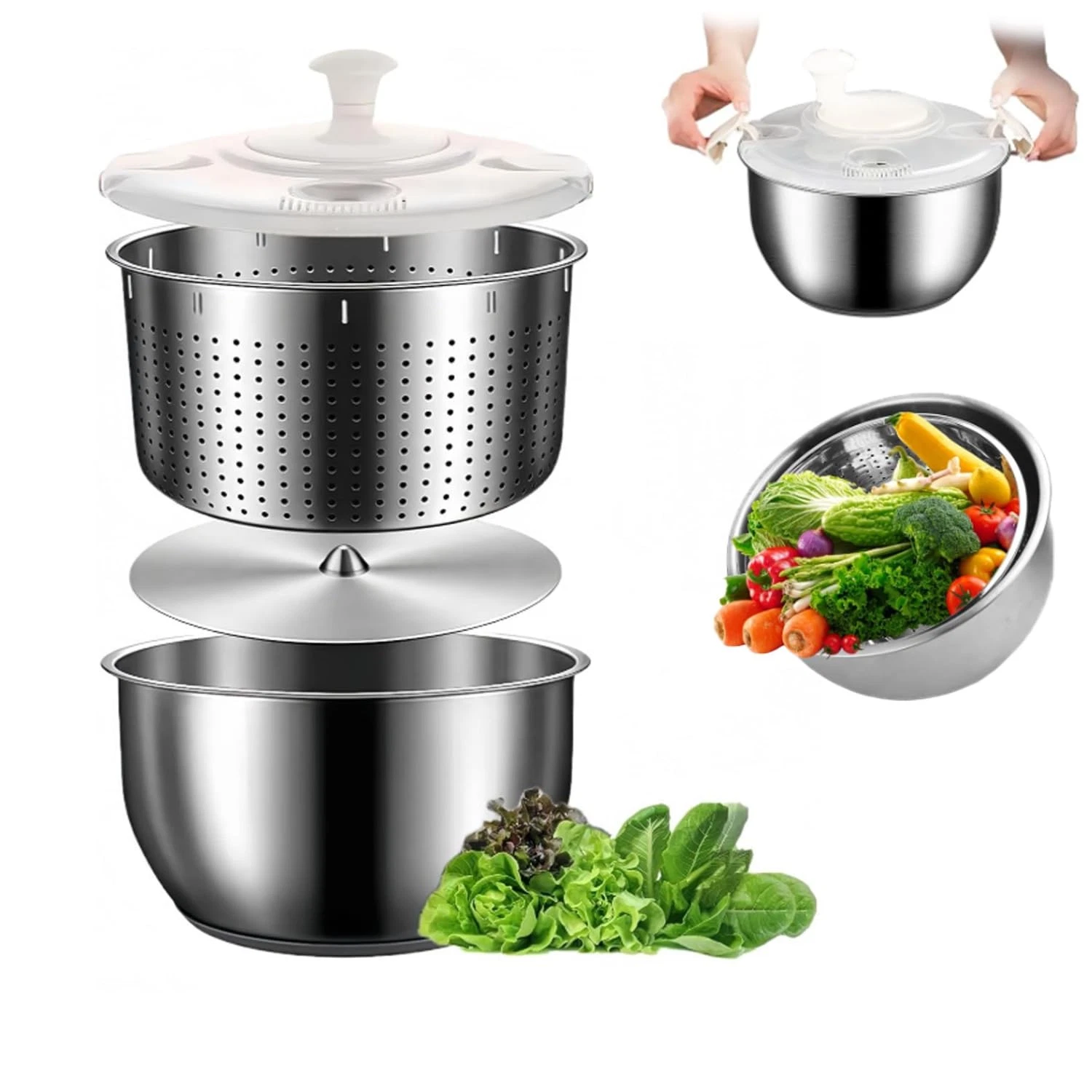 6L-Stainless Steel Salad Rotator, Non-Slip Base, Vegetable Dishwasher, Multi-...
Opens in a new wind