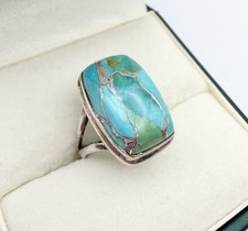 Vintage Sterling Silver Turquoise Ring Southwestern Size 6.5 Statement 925