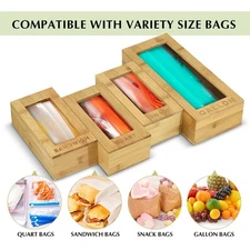 Quality Bamboo Plastic Zip Seal Bag Storage Organizers for Kitchen Drawer Set