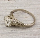 Antique 2Ct Round Lab Created Diamond Art Deco Engagement 14K White Gold FN Ring