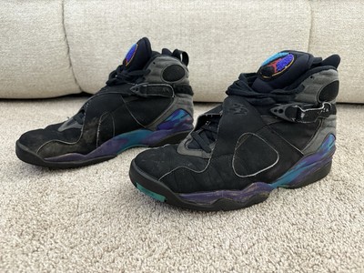 Original Nike Air Jordan 8 OG 1993 Shoes size 12 black/bright concord-aqua tone