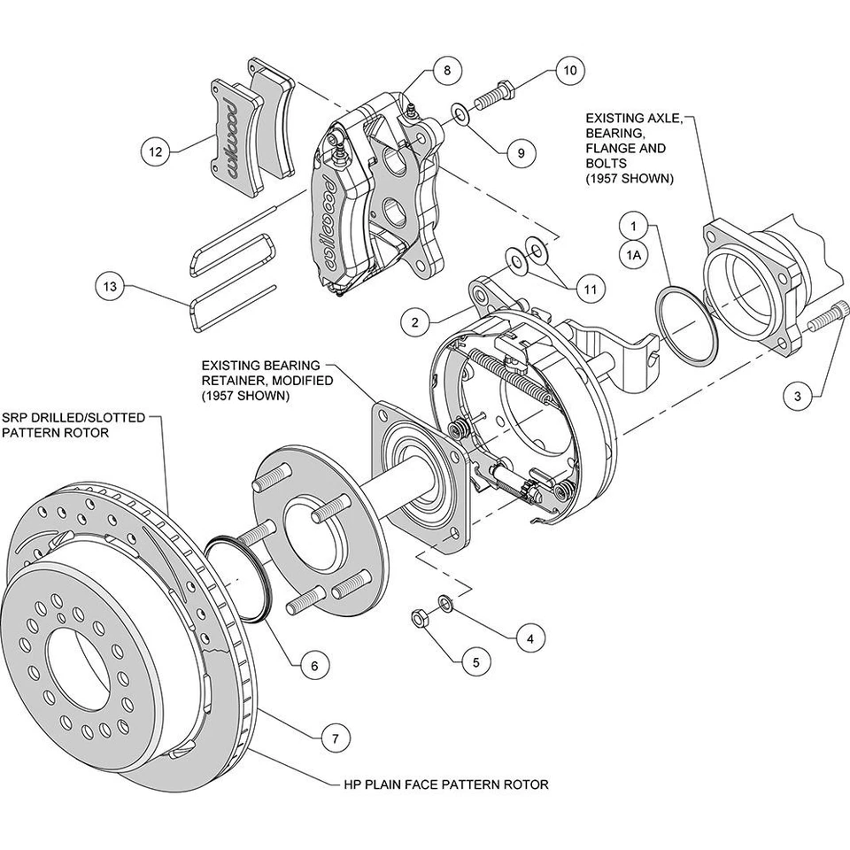 Wilwood 140-11405 FDLI LP Pro Series Rear Disc Brake Kit, 1955-57 Fits Chevy Foto 3 de 4