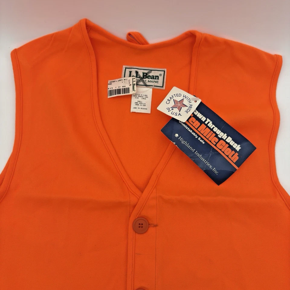 Vintage LL Bean Blaze Orange Hunting Vest Mens Large K-082 Made In USA - Image 2 of 4