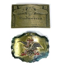 Vintage Anheuser-Busch & Budweiser Beer Belt Buckle Brass color Raintree READ