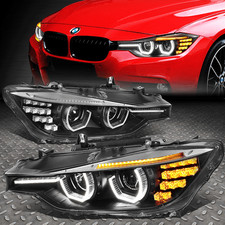 3d Led U-halo Drlfor 12-16 Bmw 3-series F30 F31 Projector Headlight Lamp Black