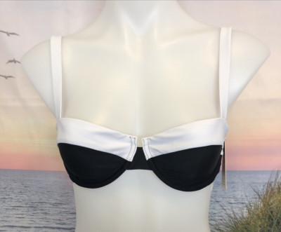 NWT Cupshe Woman's Two Piece Bikini Medium Black White Underwire Wide Strape