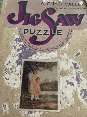 Vintage Holz Chad Valley Puzzle H.M. Prinzessin Elizabeth und Margaret