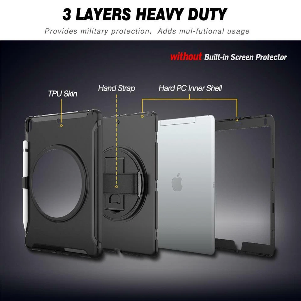 Tough Shockproof Armour Heavy Duty Rugged Strap Case Cover For Apple iPad models - Image 3 of 4
