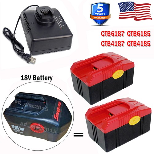 18 Volt Battery / Charger for Snap on CTB6187 CTB6185 CTB4187 CTB4185