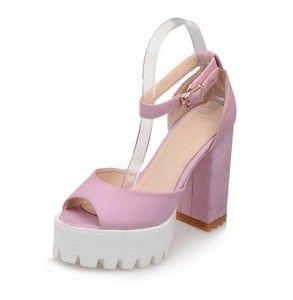 Chic-Occident-Womens-Sandals-Block-Heels-PU-Open-Toe-Platform-Ankle-Strap-Buckle