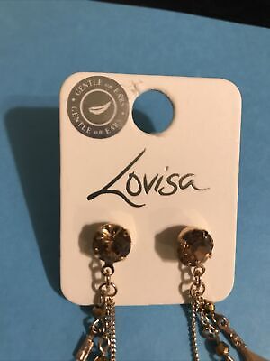 Lovisa Earrings with feathers, stones, and tassel drop