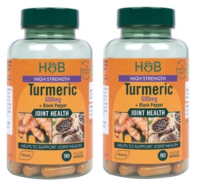 Holland & Barrett Kurkuma 600mg + Schwarzer Pfeffer 90er Pack 2 insgesamt 180 Kapseln
