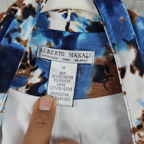 Alberto Makali Blazer Jacket Womens M Multicolor Abstract Print 3/4 Sleeve Open - Picture 2 of 8
