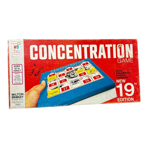 Vintage Milton Bradley Concentration Board Game 19th Edition 4950 Complete