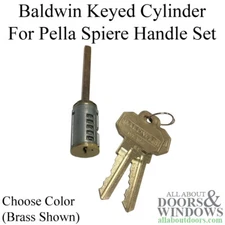 Baldwin keyed cylinder for Pella Spiere handle set, Kwikset Smart Key - Nickel