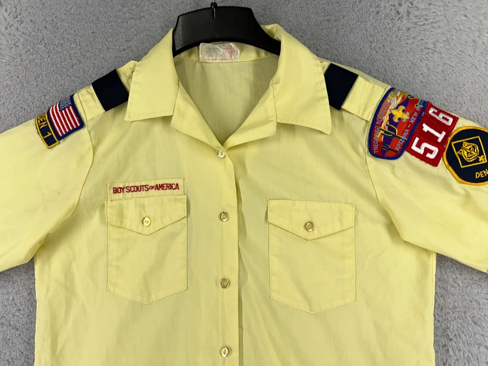 Boy Scouts of America Shirt Womens Large 14-16 Yellow Official Blouse Button Up - Image 4 of 4