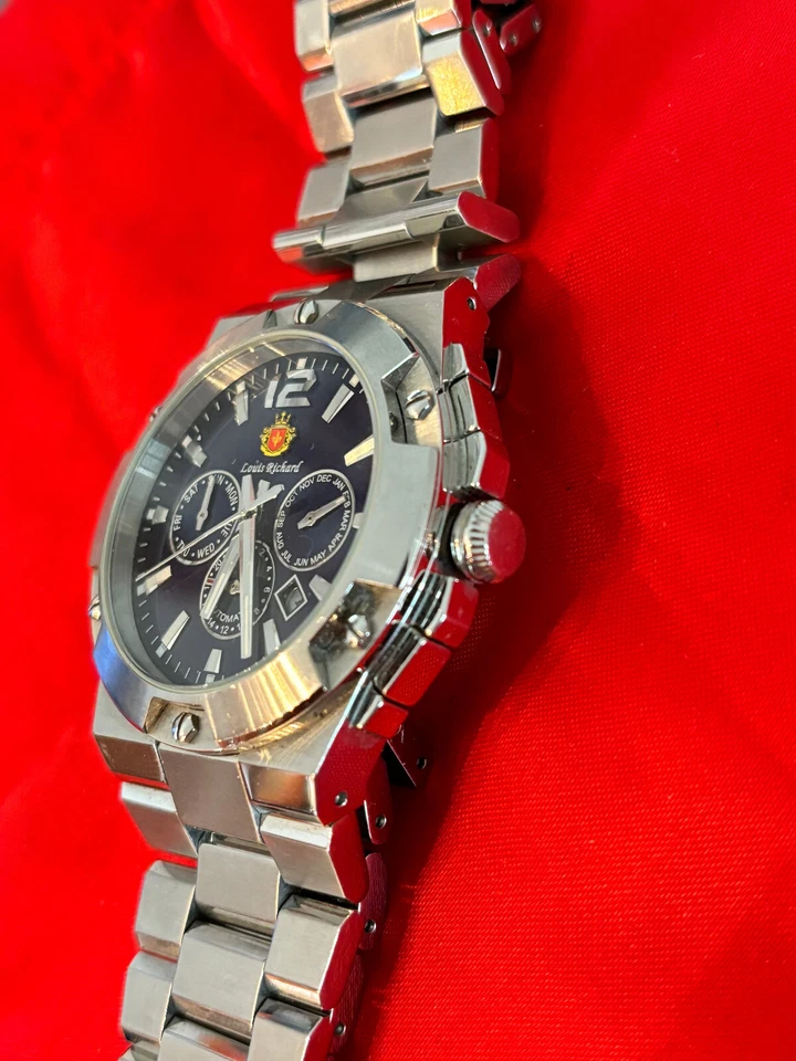Reloj cronógrafo analógico multifunción automático Louis Richard para hombre 50 m con R Foto 3 de 4