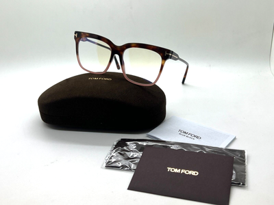 NEW FT5768-B 055 TOM FORD TC5768-B 055 WOMEN SQUARE HAVANA PINK CLEAR EYEGLASSES NEW TOM FORD FT5768-B 055 Shiny Havana With Pink/Clear Blue  main image 2