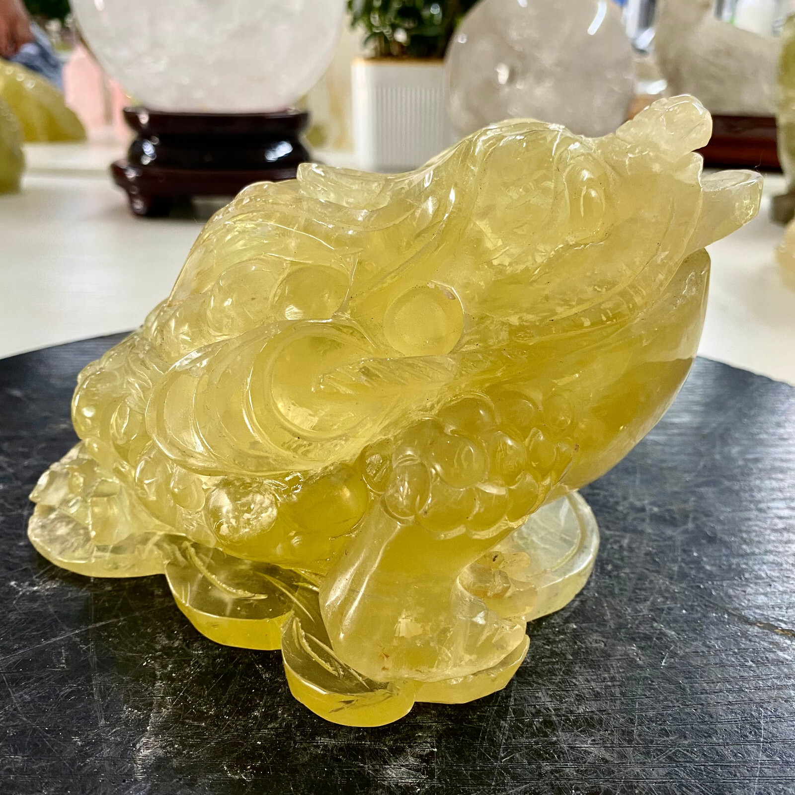 6.3LB Natural Citrine Quartz Hand Carved Golden Toad Reiki Healing Decor