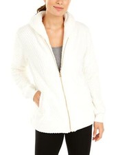 Ideology Women Empower Quilted Sherpa Fleece Active Jacket Coconut Milk Sz S