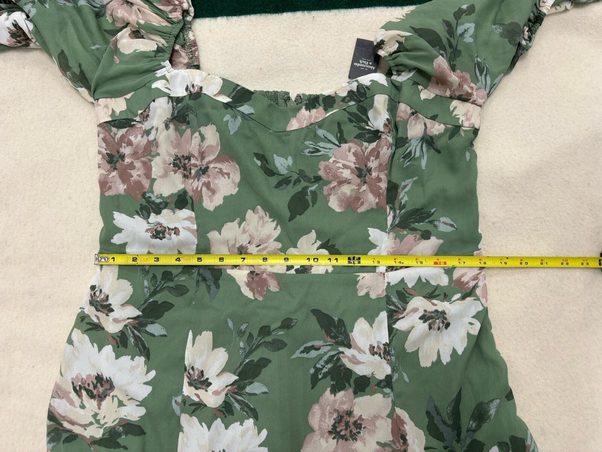 Abercrombie & Fitch Camille Puff Sleeve Midi Dress Green Floral XL New |  eBay