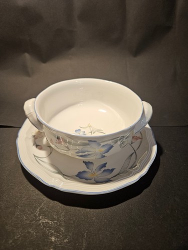 VILLEROY & BOCH Serie Riviera, 2 Stück Suppentasse + Untertasse mit Innendekor