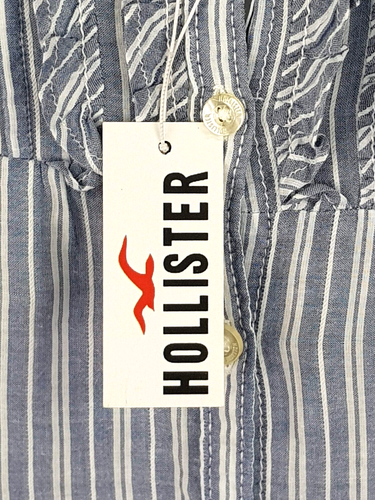 HOLLISTER By A&F Womans Blue Pleated L/S EVENING SHIRT Ruffled U/U/Soft - S -£69 - Picture 5 of 11