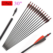 12PCS 30" OD 8mm Archery Arrows Spine 500 Fiber Shalft For Recurve/Compound Bow
