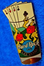 LAS VEGAS SHOT GLASS SERIES 4 ACES & RED DICE Hard Rock Cafe PIN LE