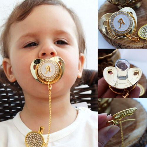 Nipple Free Letter Clips Silicone Name Infant Pacifier BPA Baby Pacifier Initial - Foto 1 di 39